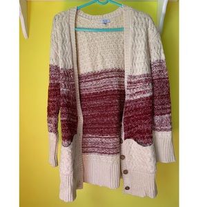 ⭐️ Tobi, maroon and cream cardigan, size small